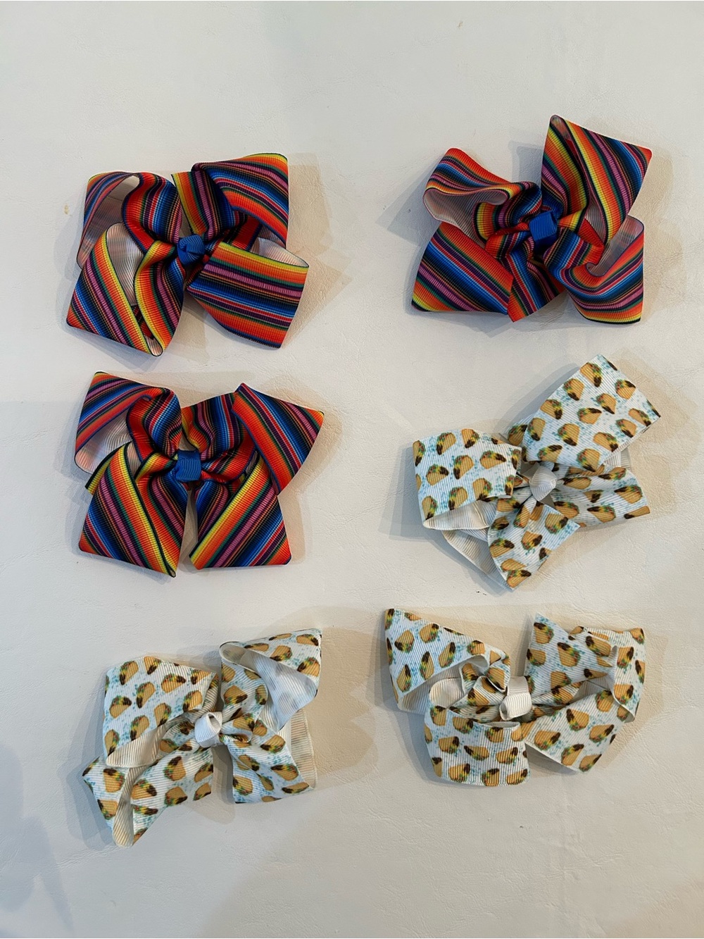 Kids Fiesta Stripe and Taco Bow Hair Clip Bundle